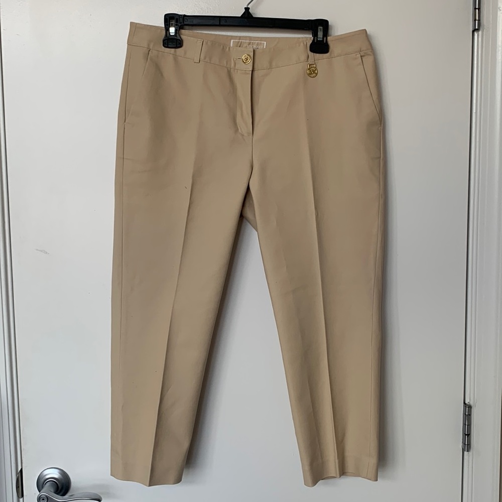 MICHAEL KORS Beige Khaki Straight Leg Capri Pants Size 10 - Picture 3 of 17